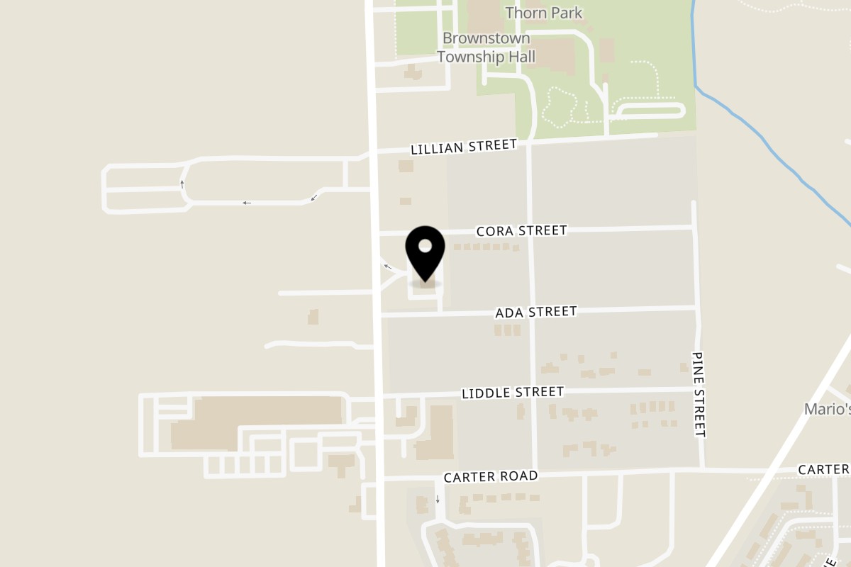 Map showing the location of Francesca's Brick Oven Pizzeria on 21729 Telegraph Rd in Brownstown Township